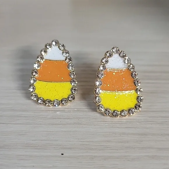 CANDY CORN SPARKLE EARRINGS - Picture 4 of 6
